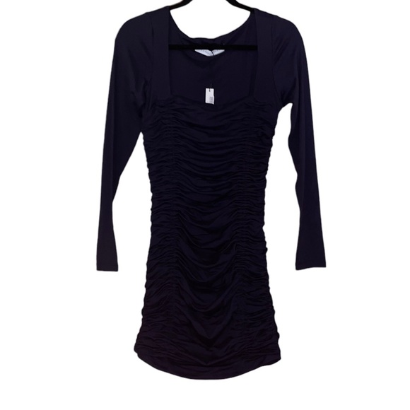 NWT Susana Monaco Ruched Long Sleeve Dress in Midnight - Picture 3 of 11